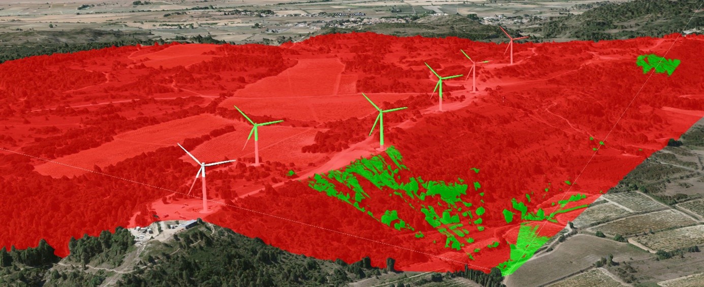 Simulation de la visibilité des éoliennes